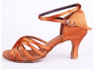 成人儿童女拉丁舞鞋练功鞋黑缎面五分跟七分跟