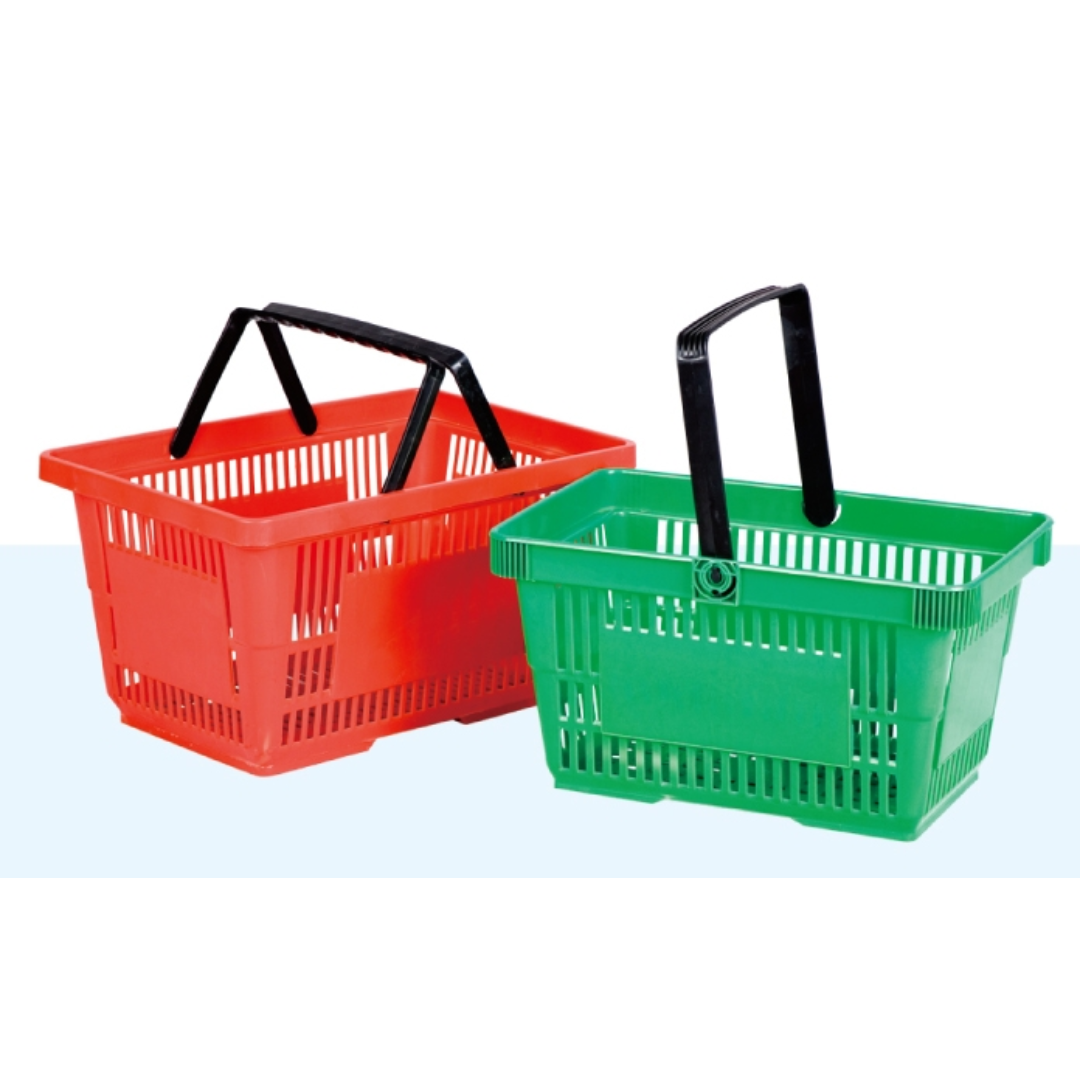 Supermarket hand-held cart shopping baskets, plastic baskets, shopping baskets