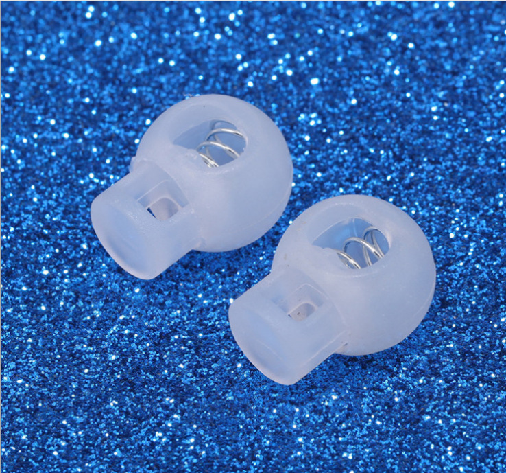 厂家直销箱包配件塑料弹簧扣白尼龙绳扣POM 白色透明弹簧扣产品图
