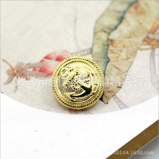 Factory direct sales of British retro crown large coat buttons, eco-friendly plastic electroplated sea anchor buttons, windbreaker and overcoat buttons Specification image