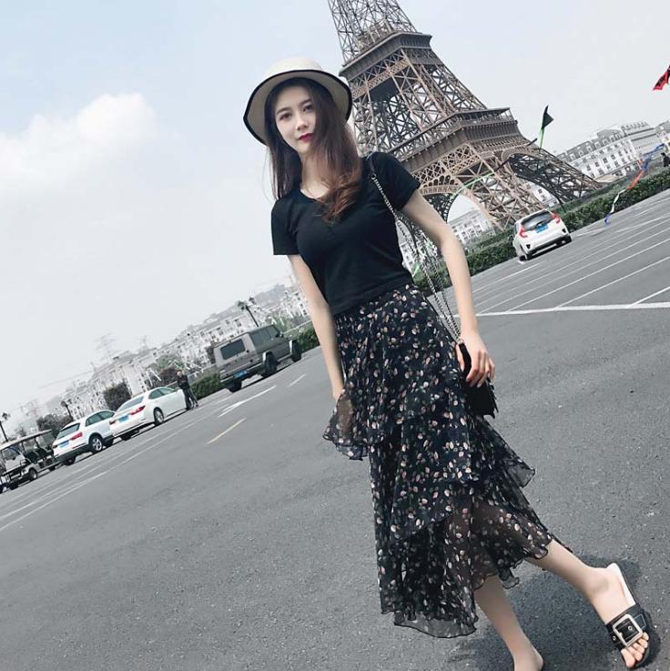 Floral chiffon long dress Summer 2018 New Fashion two-piece set for women Korean style Application Scenario