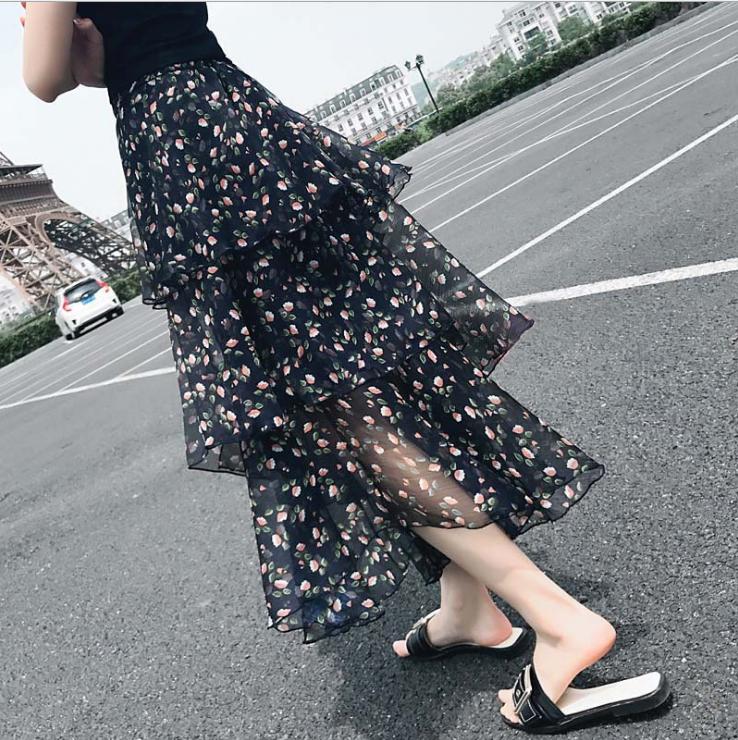 Floral chiffon long dress Summer 2018 New Fashion two-piece set for women Korean style details Picture