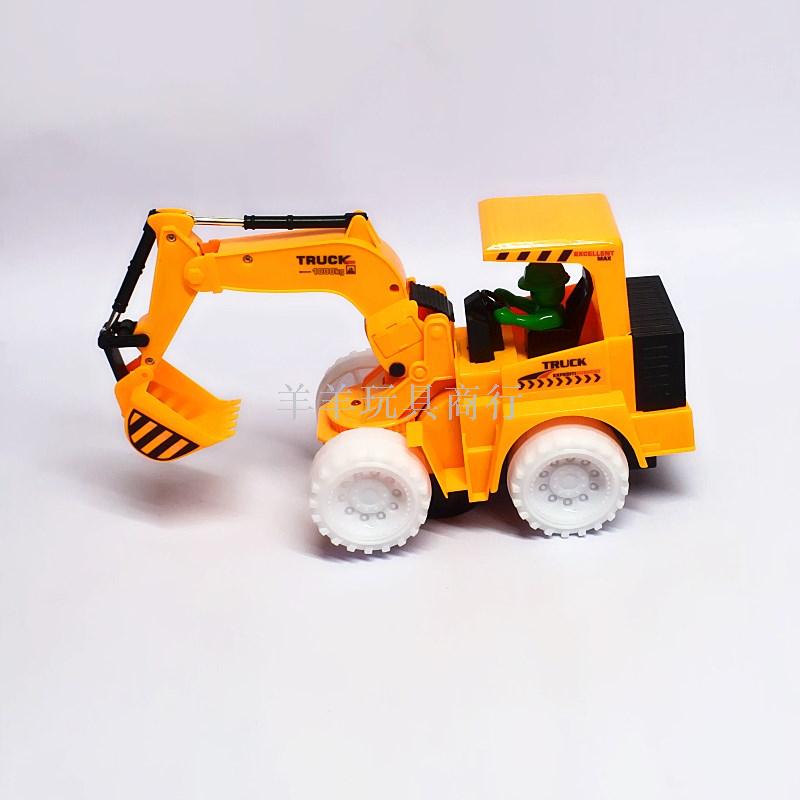 儿童电动挖掘机玩具男孩闪光音乐玩具车电动万向工程车挖土机模型产品图