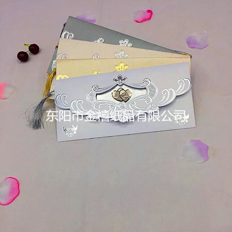 Long and sweet heart-shaped high-end gilded wedding invitations/banquet invitation letters, factory direct sales, customization and wholesale
