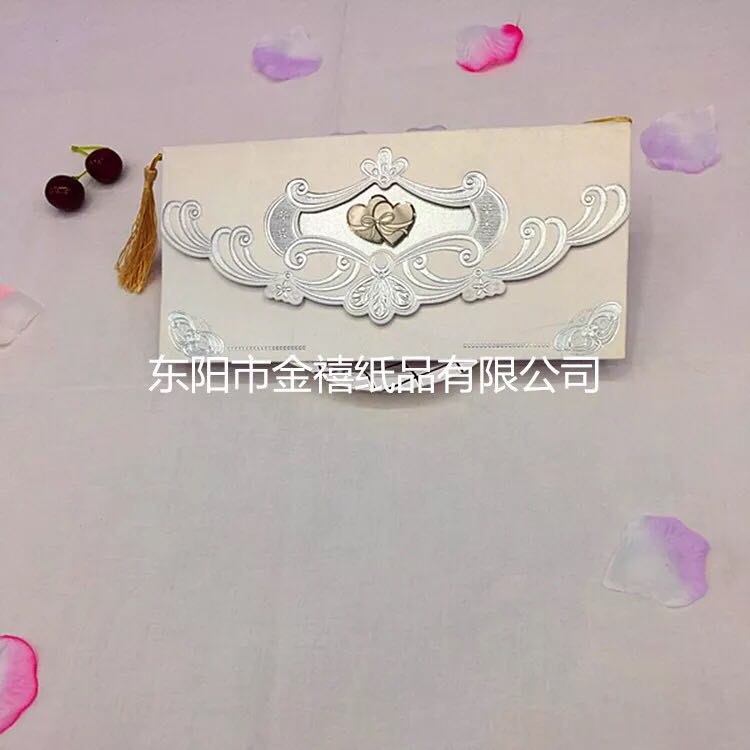 Long and sweet heart-shaped high-end gilded wedding invitations/banquet invitation letters, factory direct sales, customization and wholesale details Picture