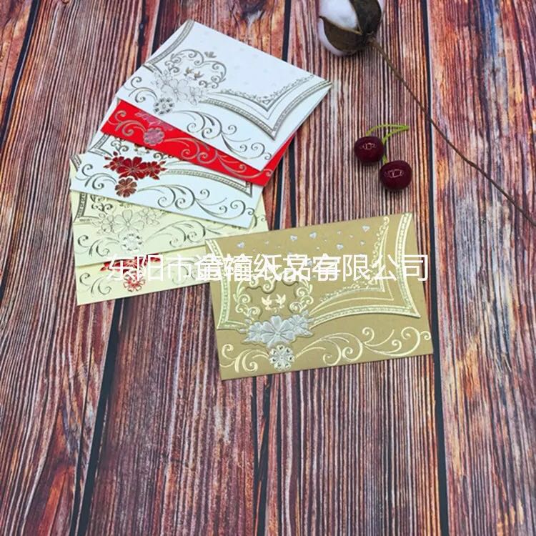 Exquisite gold-embossed three-fold card wedding invitations/banquet invitations, direct sales, customization and wholesale from Jinxi Paper Products Factory details Picture