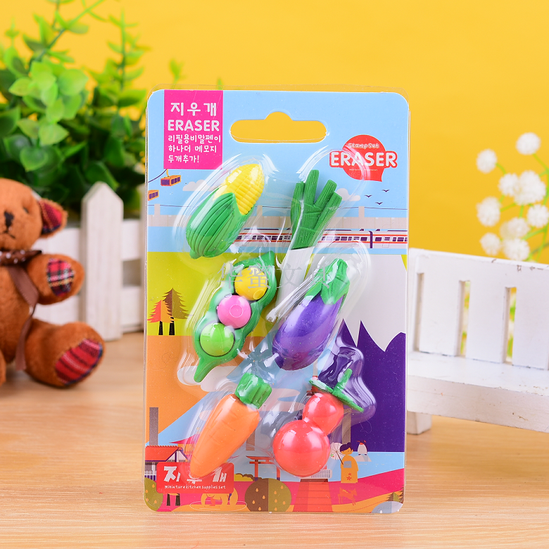 豆角玉米卷心菜南瓜大葱蔬菜组合橡皮擦3D组装文具细节图