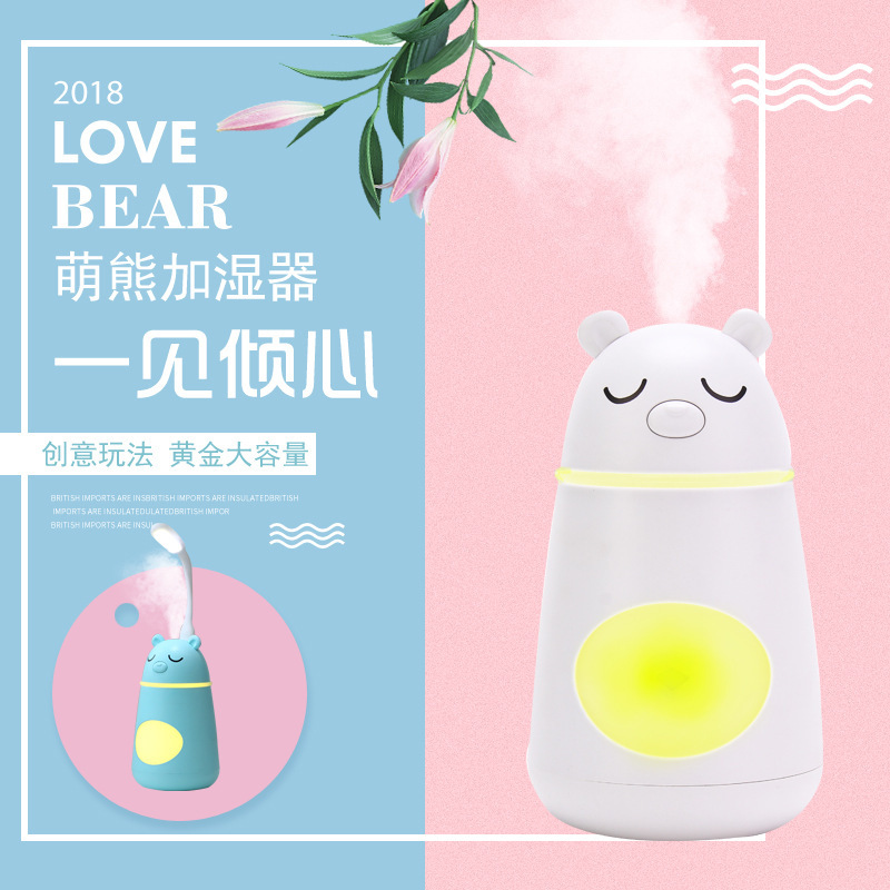 Cute Bear Three-in-One USB humidifier, Mini Aroma Diffuser, Night Light Creative Fan, Mini Car Air Humidifier Application Scenario