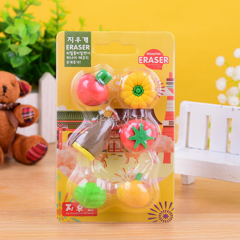 豆角玉米卷心菜南瓜大葱蔬菜组合橡皮擦3D组装文具产品图