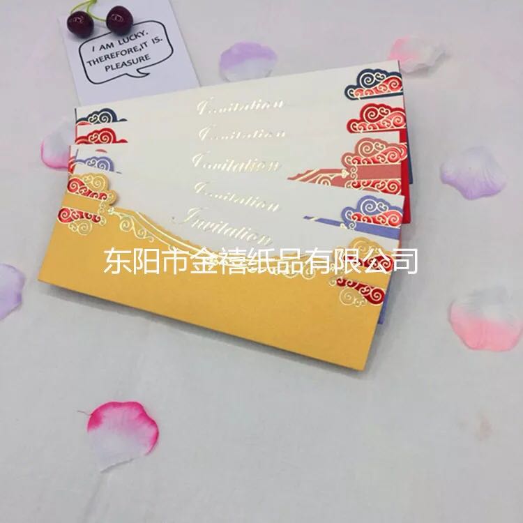 金禧纸品厂家直销长款插合式精致结婚请柬/宴会邀请函定制批发