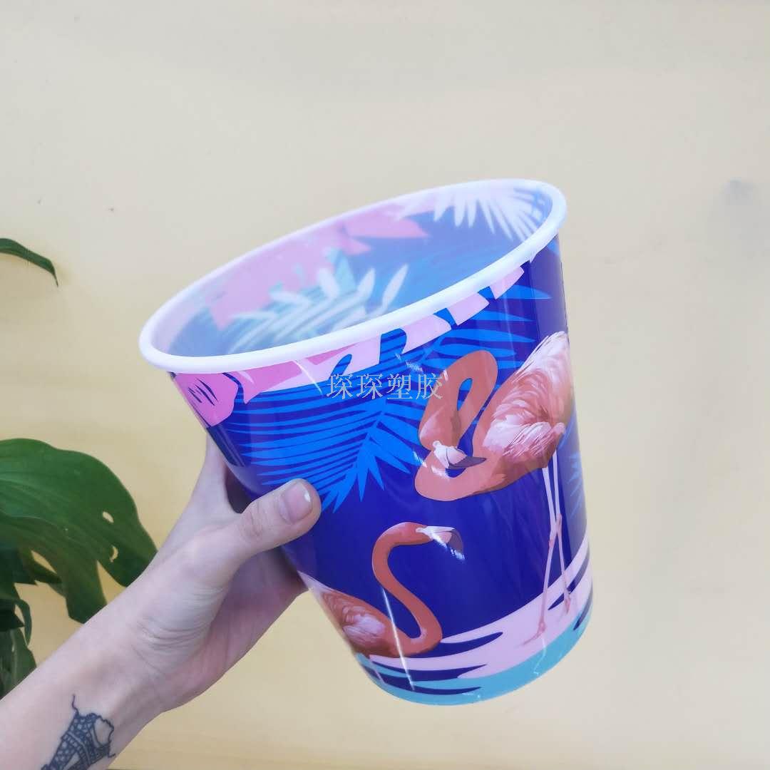 塑料桶多用爆米花桶 独角兽火烈鸟图案多用桶产品图