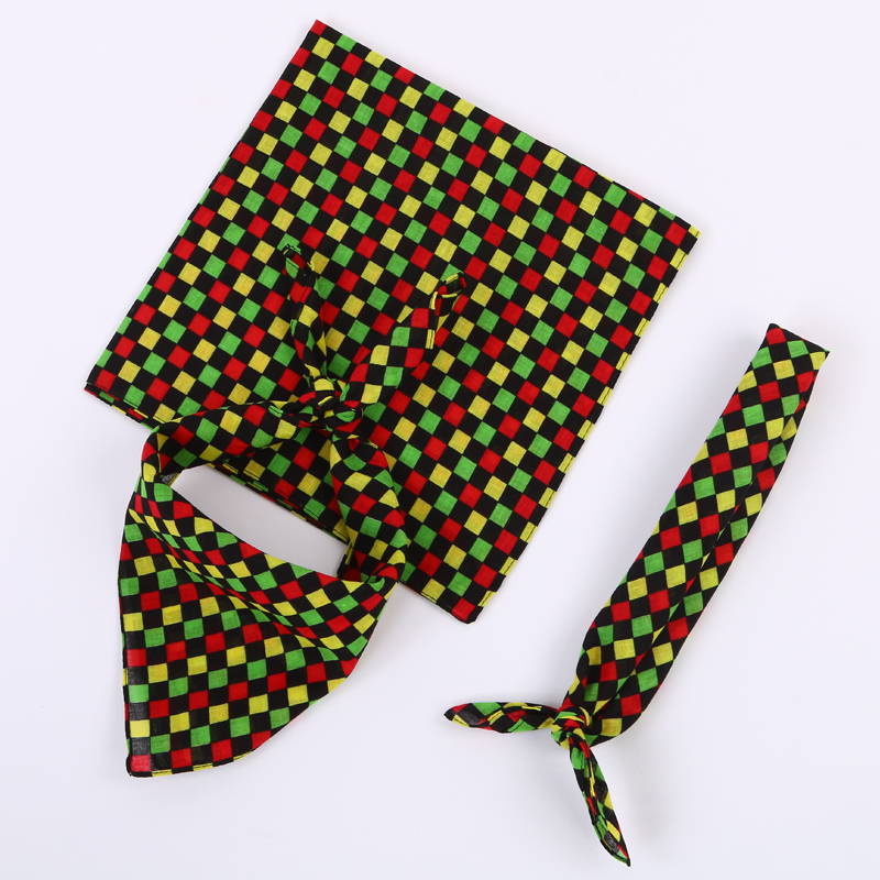 Pure cotton colored checkered outdoor sports headscarf, cycling sweat-absorbing square towel, hair band Application Scenario