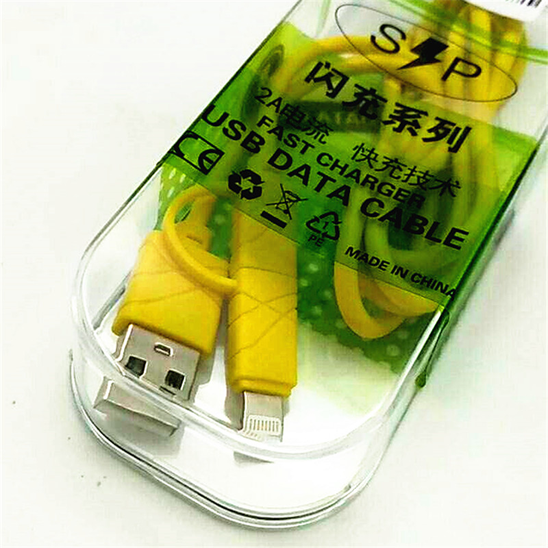 Boxed data cable for both Android and Apple devices details Picture