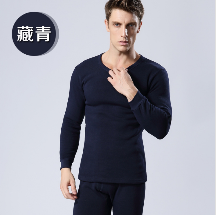 Hot-selling autumn and winter clothing and long Johns set, solid color round-neck men's and women's thickened and fleece thermal underwear set Specification image