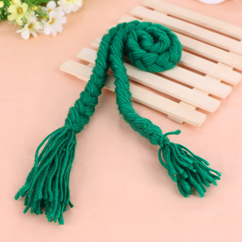 厂家直销 毛线辫子 DIY手工毛球 毛线球 人字造型辫子 定制批发细节图