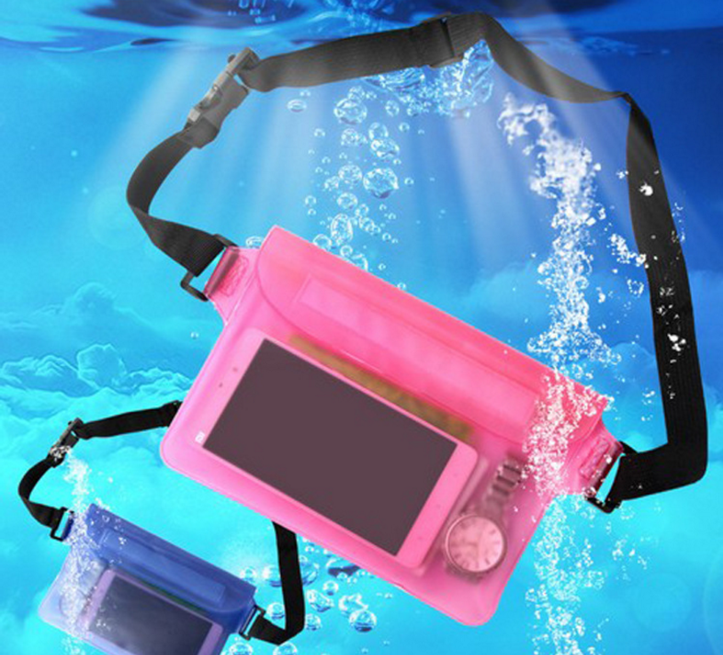 Drift phone waterproof bag, transparent PVC with three sealing strips, waterproof bag, swimming beach waterproof waist bag, touchable details Picture