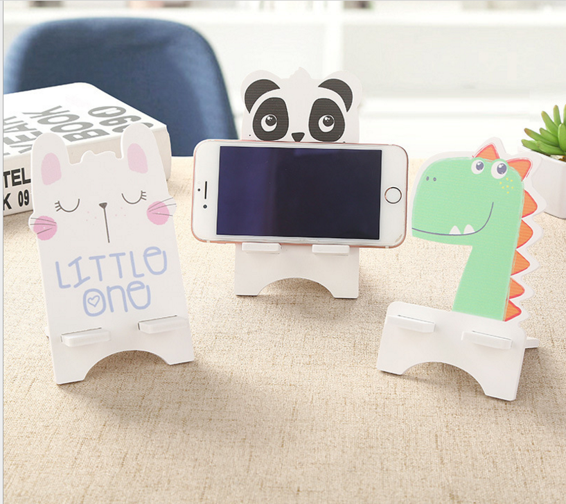 Korean version of creative mobile phone holder cute cartoon wooden mobile phone stand mobile phone bracket mobile phone universal