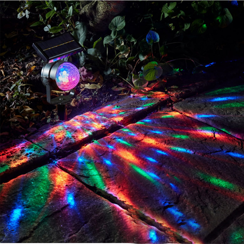 2018 New solar Rotating color Projection lamp Outdoor solar lawn lamp