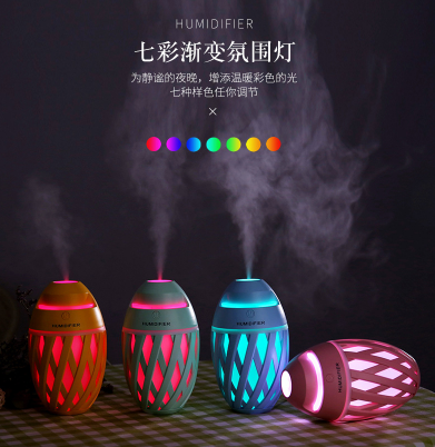 橄榄加湿器 USB车载静音卧室净化器 香薰机 七彩小夜灯细节图