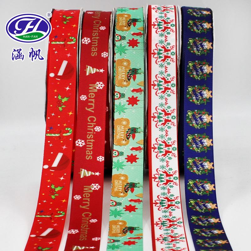 涵帆织带定制印花丝带 圣诞图案丝带印刷 各种定做印花带 罗纹带详情图3