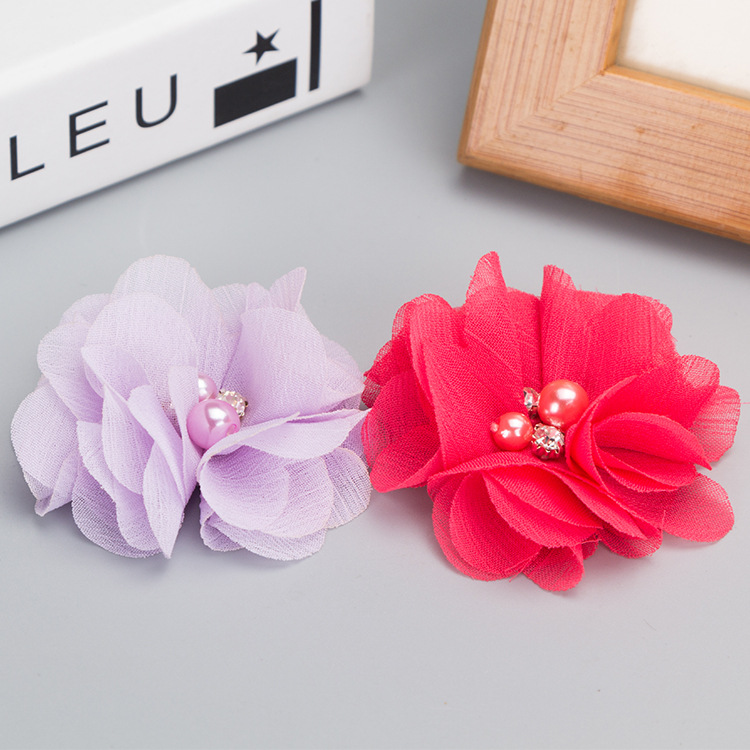 雪纺手缝珠花 diy手工花 鞋子帽子头饰配件胸针辅料花