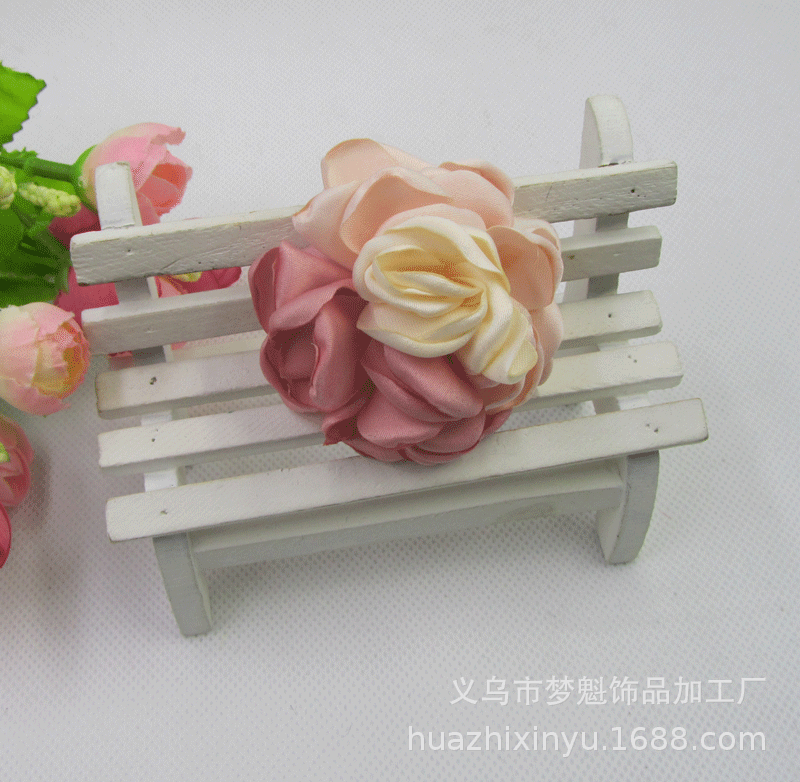花朵diy手工材料 双色色丁手工烫花 韩版发饰服装配件