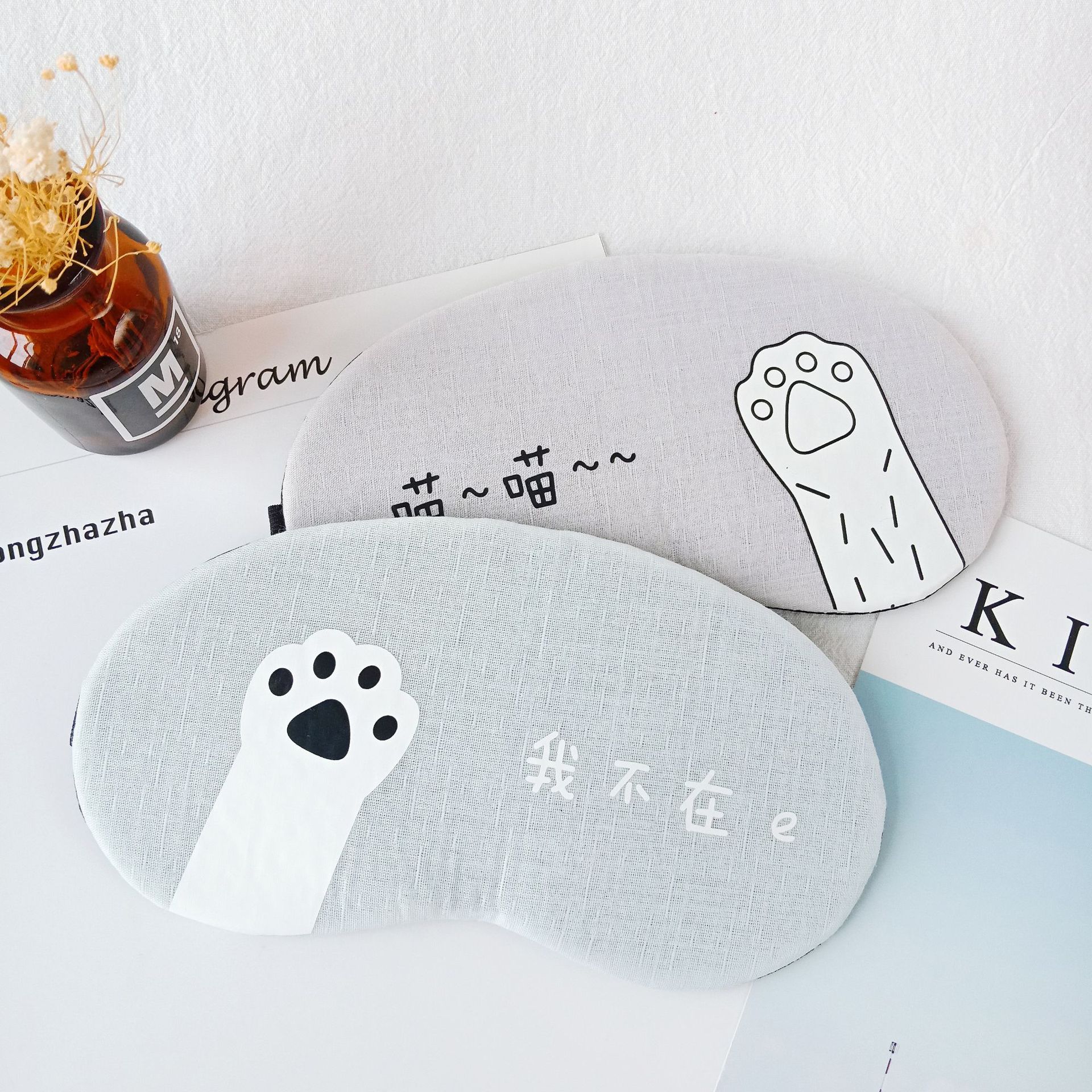 Cute animal cartoon sleep blackout eye mask, cold and hot compress ice eye mask, cotton and linen breathable eye protection mask Specification image