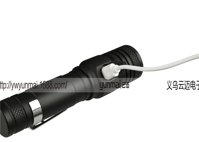 CREE T6强光手电筒 变焦远射USB充电手电筒 迷你便携手电细节图