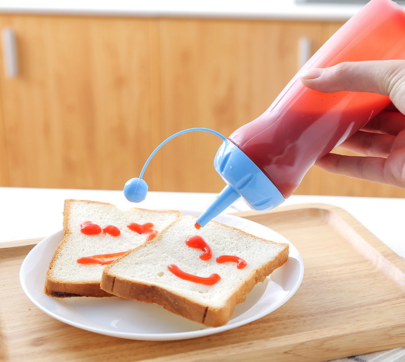 Kitchen rotating lid sauce bottle Squeeze salad bottle Squeeze ketchup bottle Sushi soy sauce pot Seasoning bottle jar