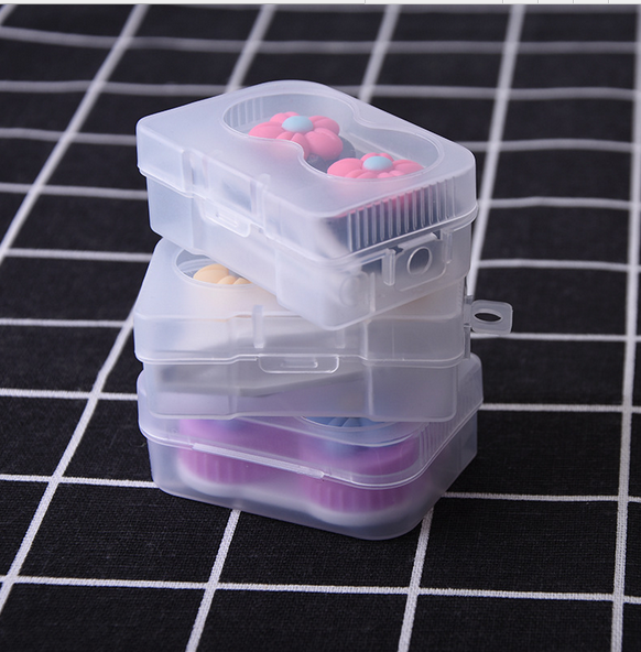 新款南瓜花隐形眼镜双联盒 DIY美瞳伴侣护理盒