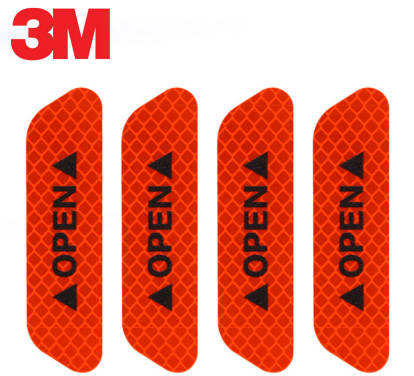 3M汽车开门安全反光贴警示贴open车门警示防撞条车身装饰创意贴纸产品图