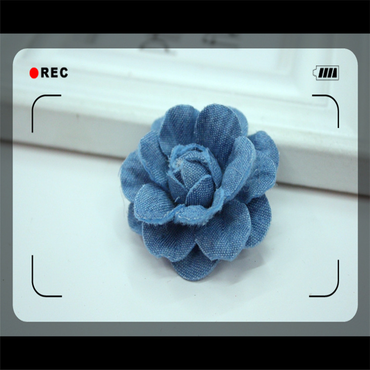 New Korean Version Of Microfiber Diy Handmade Hair Accessories Materials Semi-Finished Denim Camellia Cloth Flower Accessories Batch details Picture