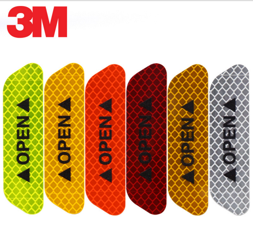 3M汽车开门安全反光贴警示贴open车门警示防撞条车身装饰创意贴纸