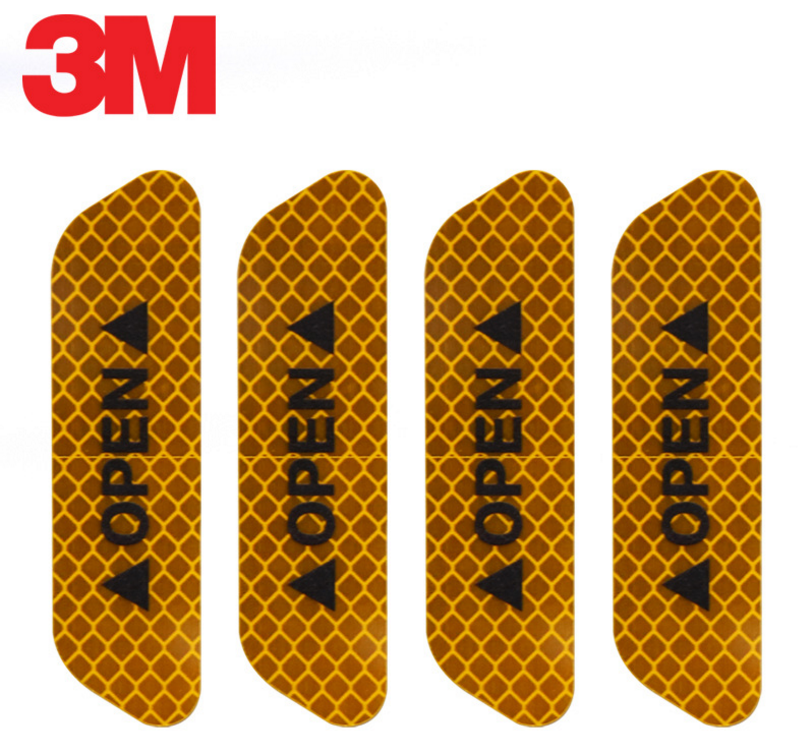 3M汽车开门安全反光贴警示贴open车门警示防撞条车身装饰创意贴纸细节图