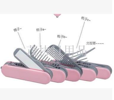 Mini portable combo 5-piece comb Set with mirror Multi-function folding 5-in-1
