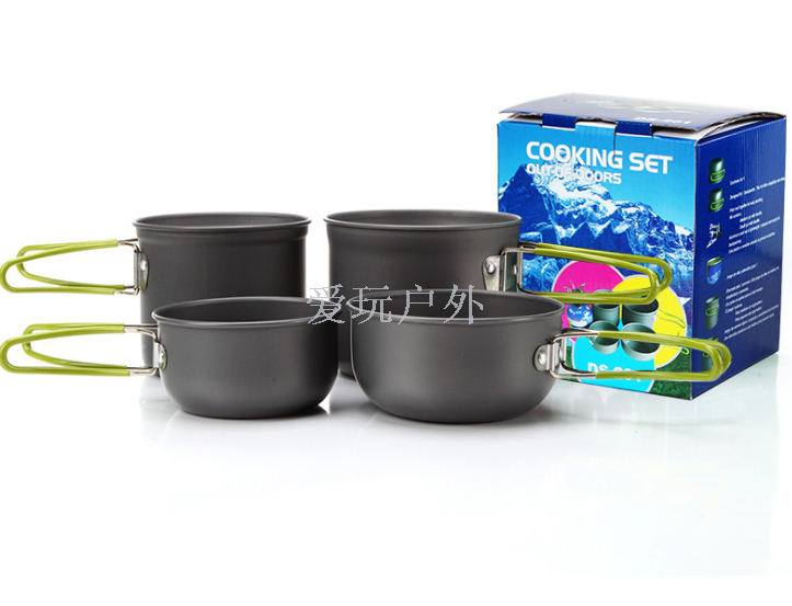 Ds201 Set Of Pots Outdoor Camping Supplies 2-3 People Portable Set Pots Multi-Function Set Pots Mini Set Pots Alumina