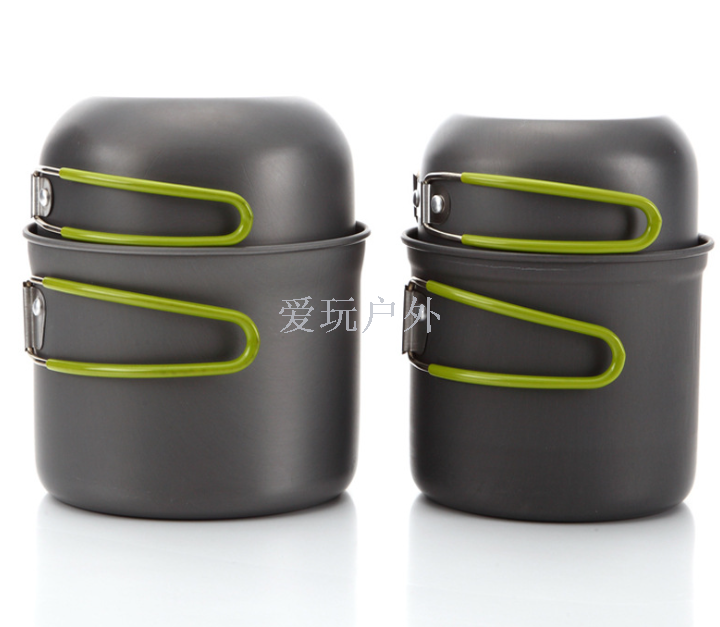 Ds201 Set Of Pots Outdoor Camping Supplies 2-3 People Portable Set Pots Multi-Function Set Pots Mini Set Pots Alumina details Picture