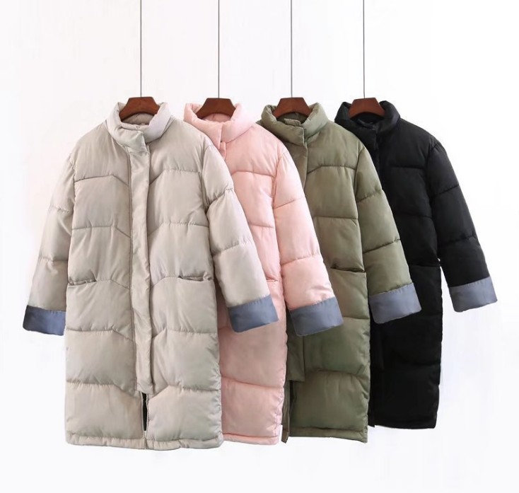 Winter foreign trade women's mid-length down cotton-padded jacket, large-sized student cotton-padded jacket, thickened straight-leg cotton-padded jacket