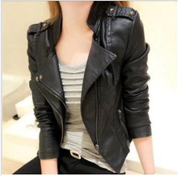 pu motorcycle leather for women short Korean version slim-fit large size short coat small leather jacket tide
