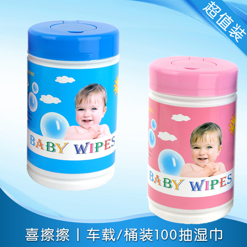 婴儿清洁湿巾 桶装湿巾纸 100片宝宝手口湿纸巾 厂家批发图