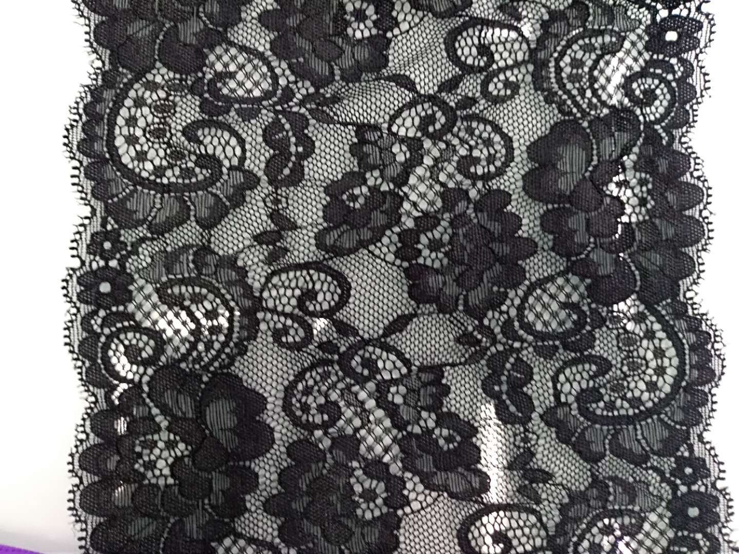 Fujian Longxing Lace Factory Direct Sales Professional warp knitted elastic wide edge 18 cm, Product number: 6081 Application Scenario