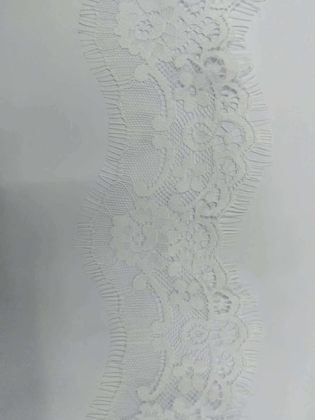 Fujian Longxing Lace Factory Direct Sales Professional warp knitted elastic wide edge 8 cm eyelashes. Product Number: 027 details Picture