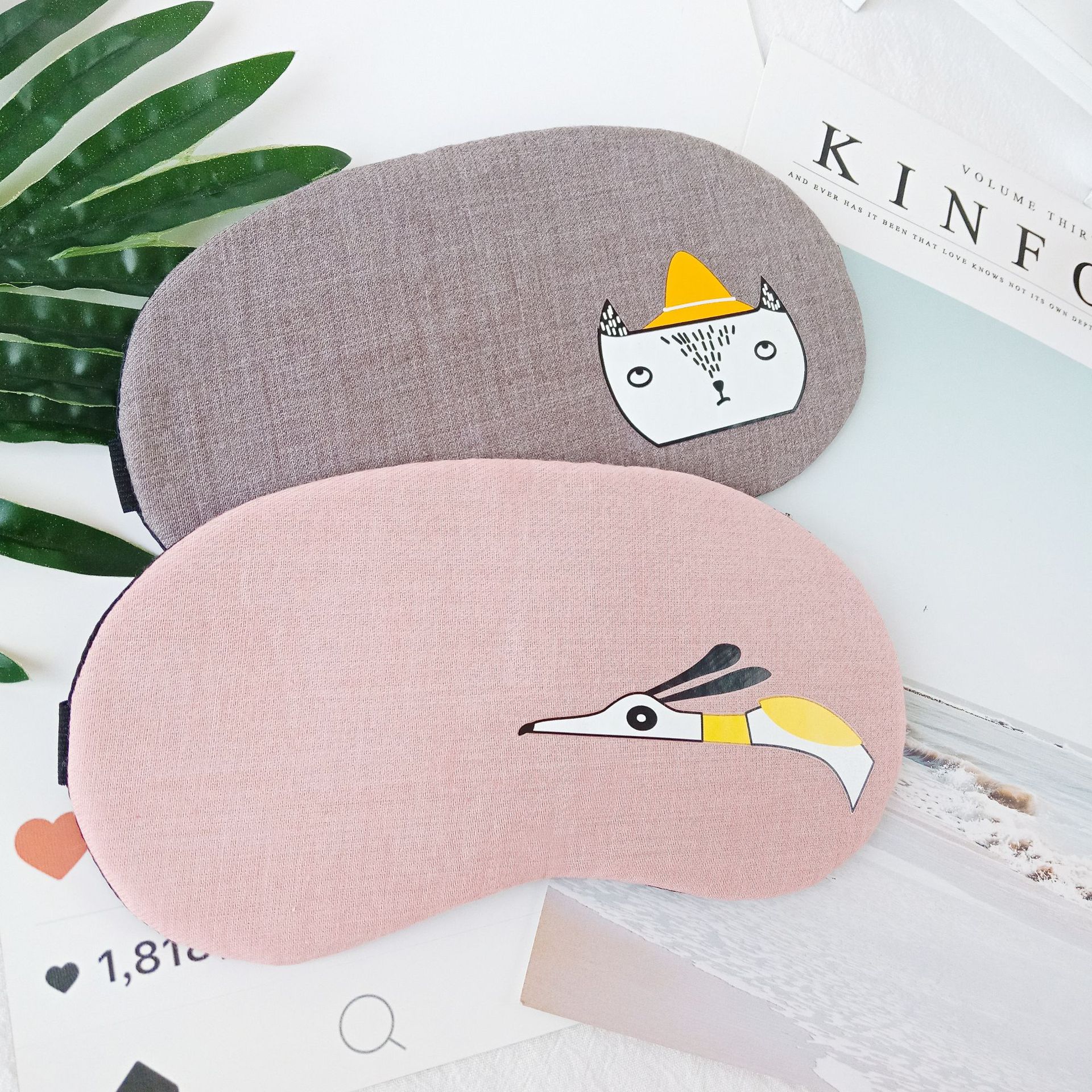 Cute cartoon animal sleep shading eye mask, cold and hot compress ice eye mask, cotton and linen breathable eye mask manufacturer wholesale Specification image