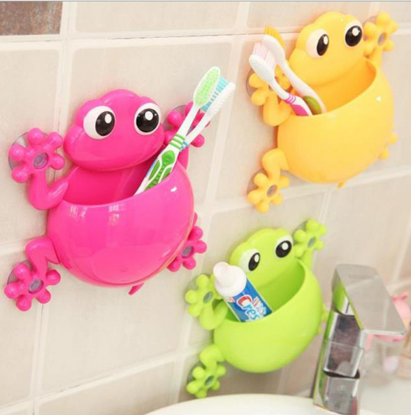 可爱卡通青蛙瓢虫壁虎牙膏架吸壁式吸盘式无痕免打孔强吸力牙刷架产品图