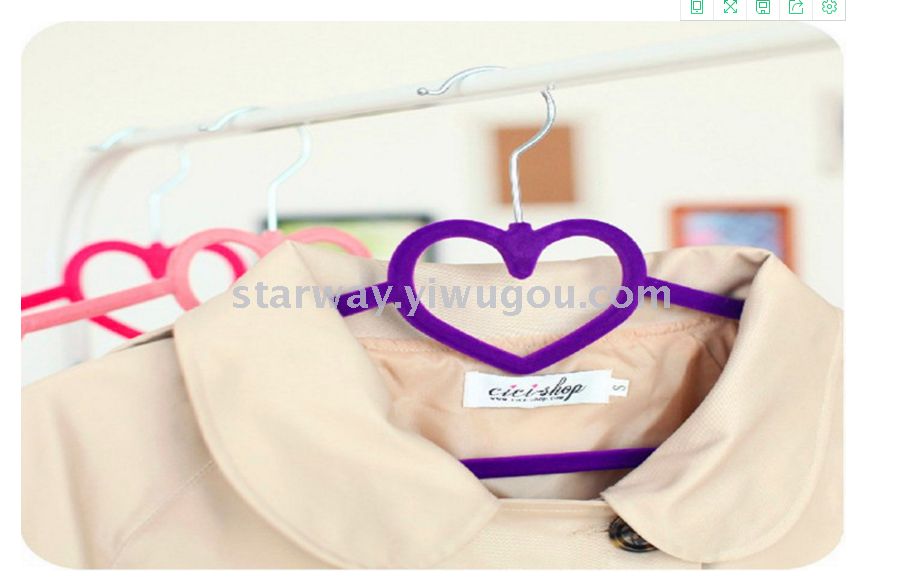 衣架 植绒防滑衣架 魔术衣架 晾衣架 爱心衣架细节图