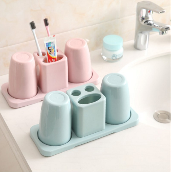 创意牙刷架洗漱套装双人漱口杯牙具座情侣牙膏架卫生间置物收纳架