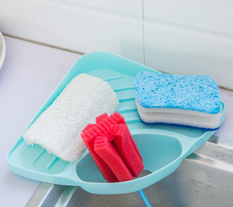 Triangular kitchen storage rack, sink, draining rack, thickened plastic storage rack, draining basket, organizing rack, hanging basket details Picture