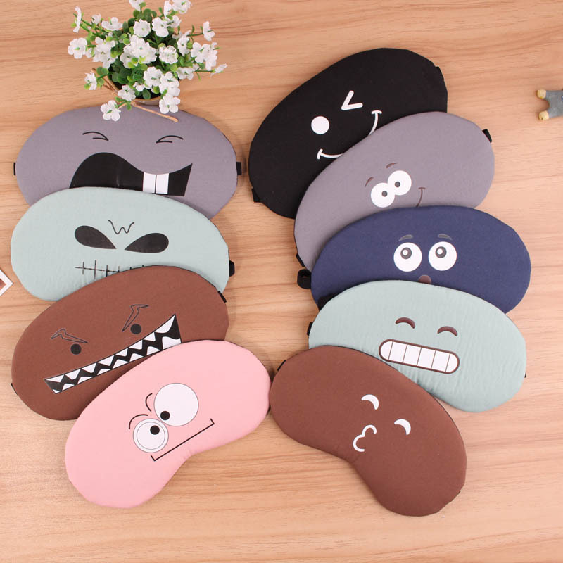 Personality funny children's sleep eye mask ice pack cute cartoon expression cotton hemp gel eye mask custom logo