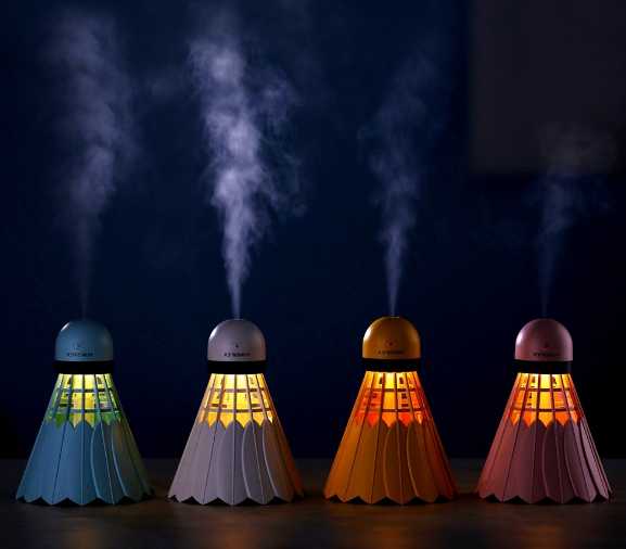 Mini USB badminton humidificador casa oficina escritorio hidratación humidificador silencioso pequeña luz de la noche