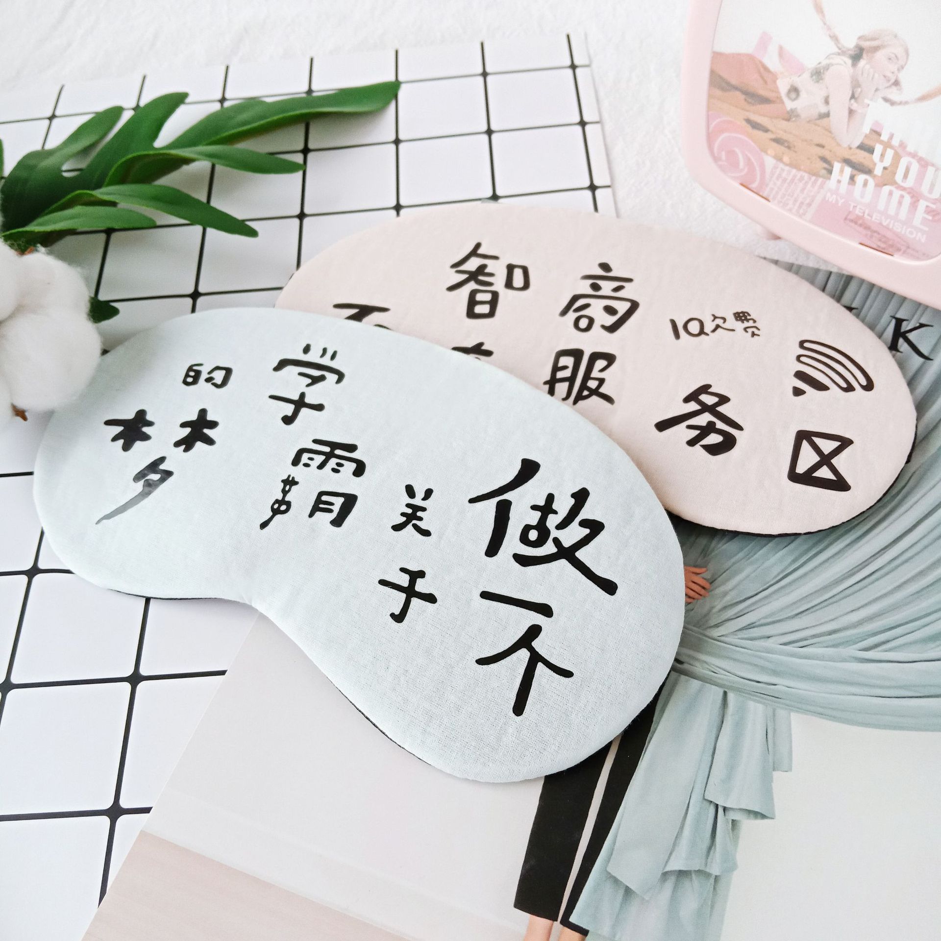可爱卡通睡眠遮光 冷热敷 棉麻透气护眼罩抖音款睡觉神器细节图